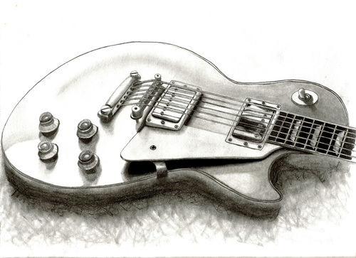 500x363 Cool Guitar Pencil Drawing Discovered - Guitar Drawing In Pencil