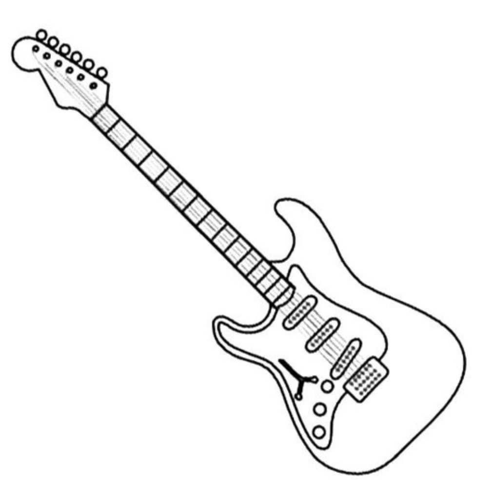 Electric Guitar Sketch - Guitar Drawing Outline. 