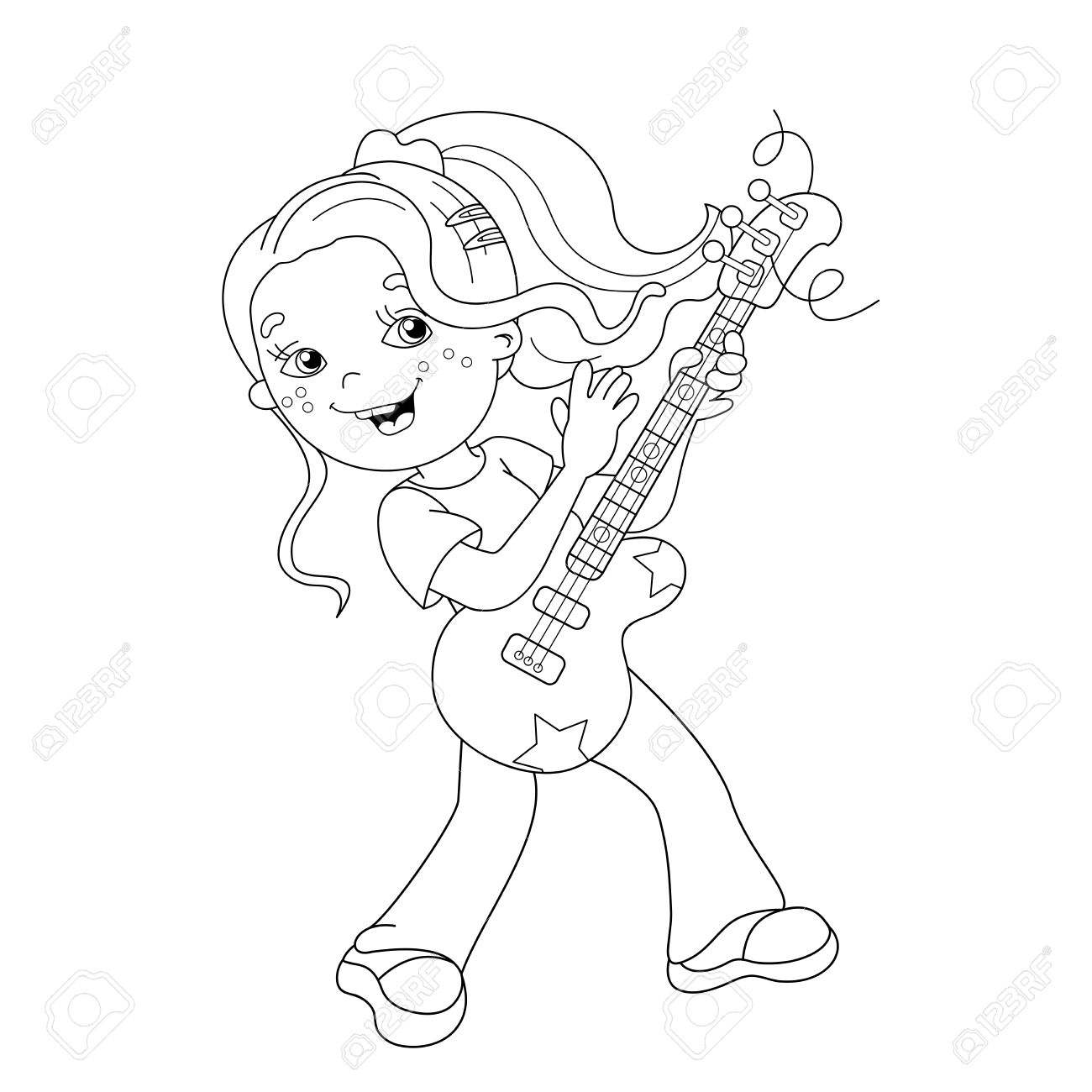 1300x1300 Guitar Coloring - Guitar Drawing Outline