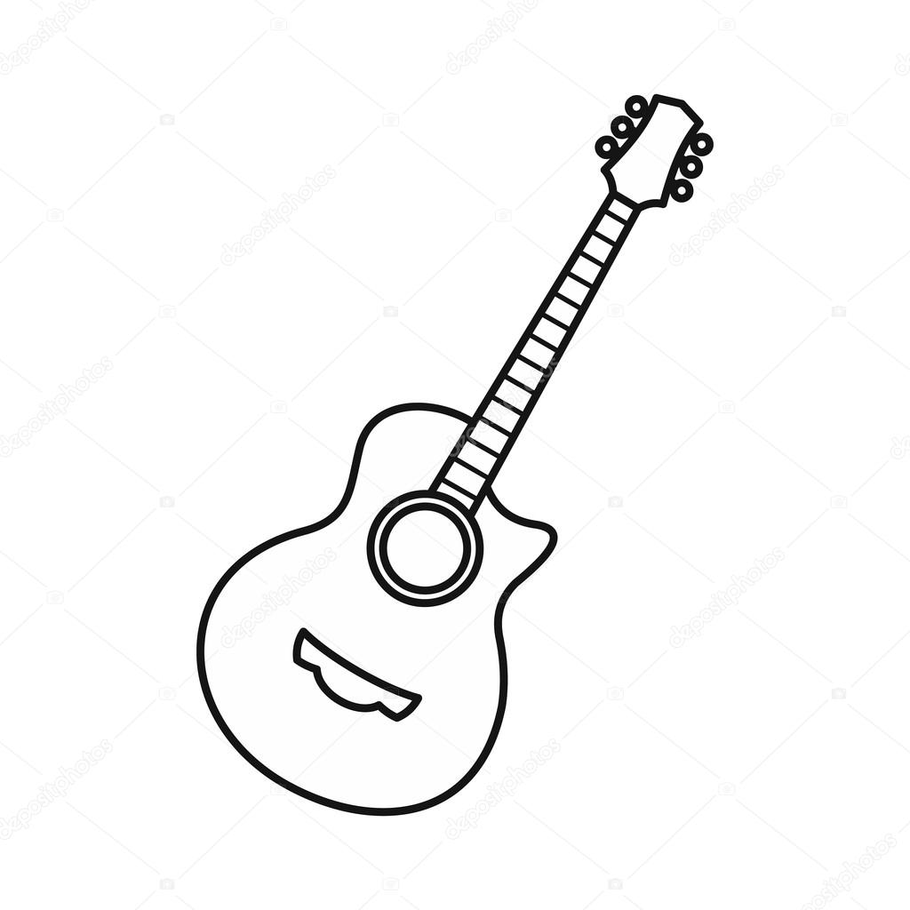 1024x1024 Outline Drawing Guitar For Free Download - Guitar Drawing Outline