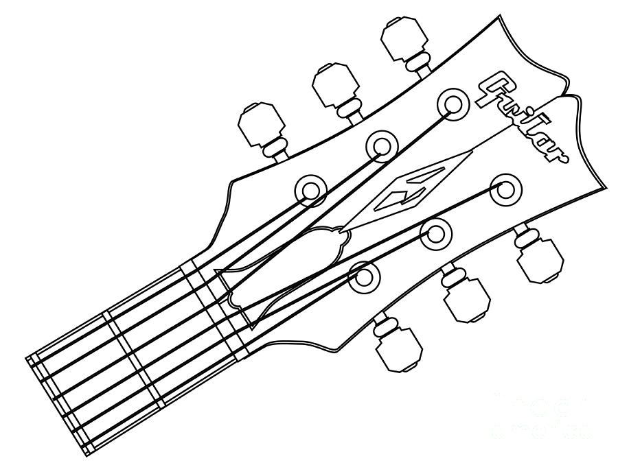 900x675 Guitar Headstock Outline Digital Art - Guitar Drawing Outline