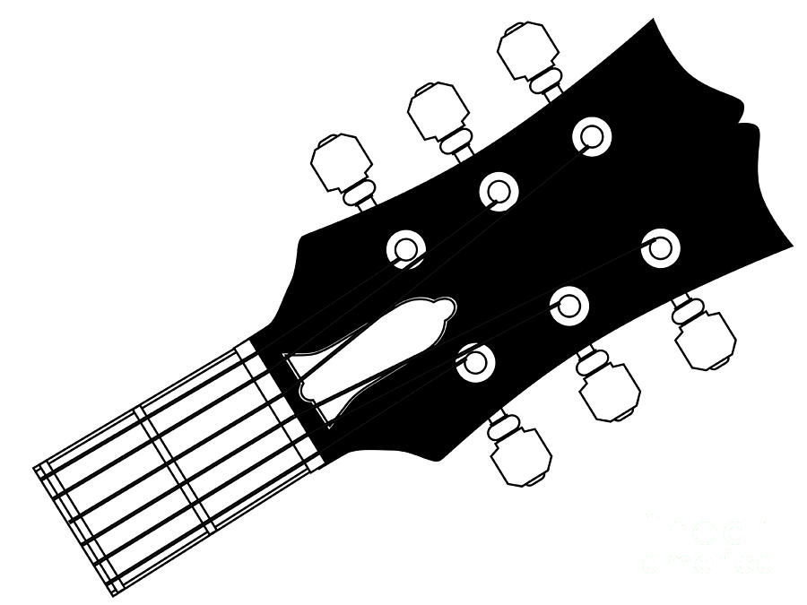 900x675 Guitar Headstock Outline Drawing Digital Art - Guitar Drawing Outline