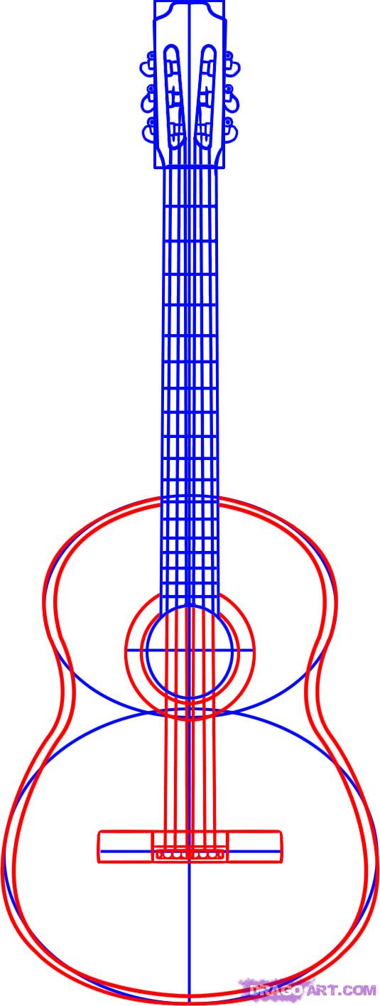 535x1415 How To Draw A Guitar, Step - Guitar Drawing Outline
