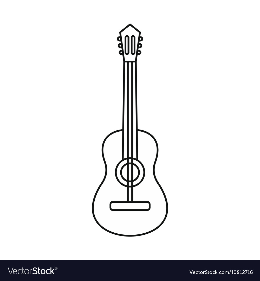 1000x1080 Acoustic Guitar Outline Acoustic Guitar Icon Outline Style Vector - Guitar Drawing Outline