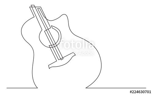 500x313 Continuous Line Drawing Of Acoustic Guitar Stock Image - Guitar Drawing Outline