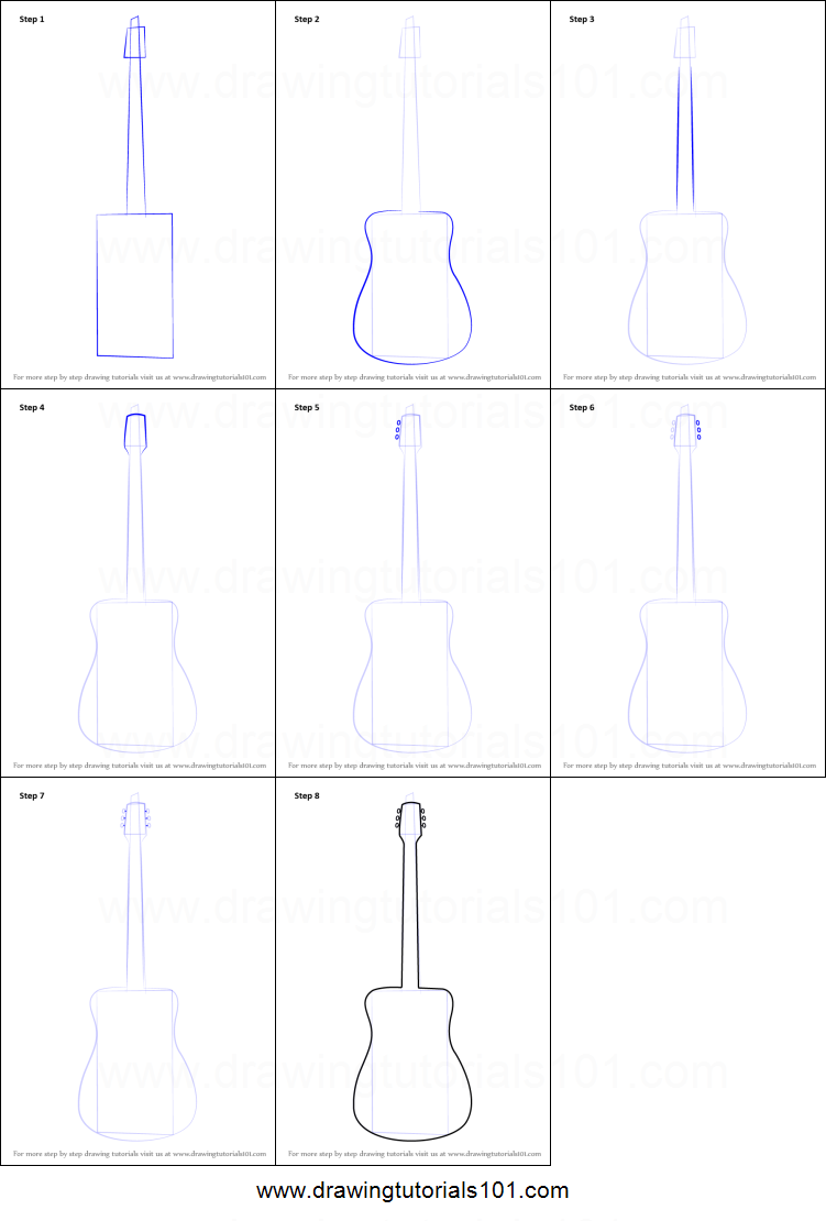 Guitar Drawing Step By Step at PaintingValley.com | Explore collection ...