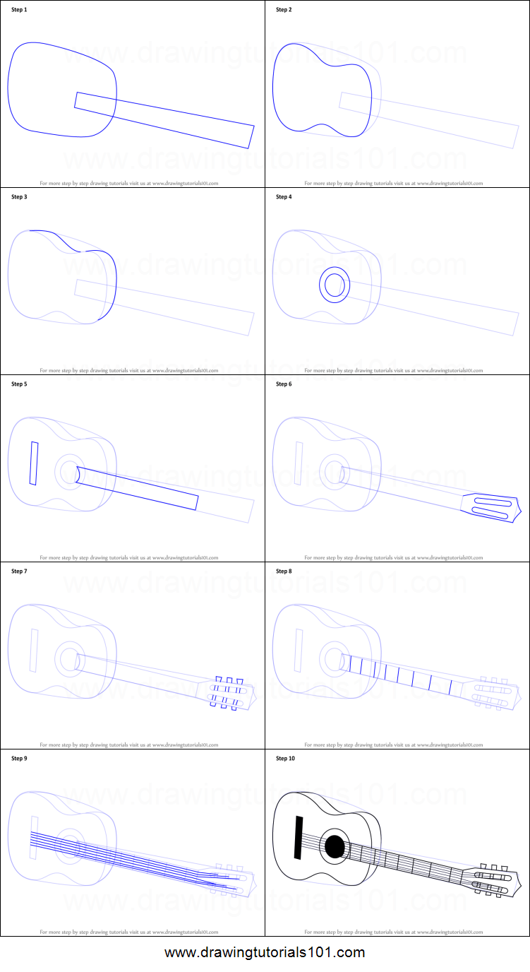 Guitar Drawing Step By Step at PaintingValley.com | Explore collection ...