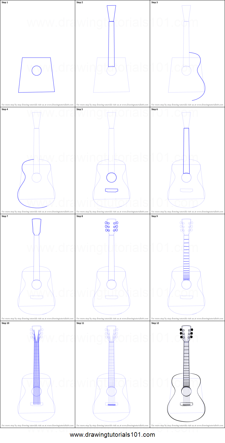 Guitar Drawing Step By Step at PaintingValley.com | Explore collection ...