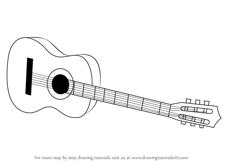 800x566 Learn How To Draw A Acoustic Guitar On Floor - Guitar Drawing Step By Step