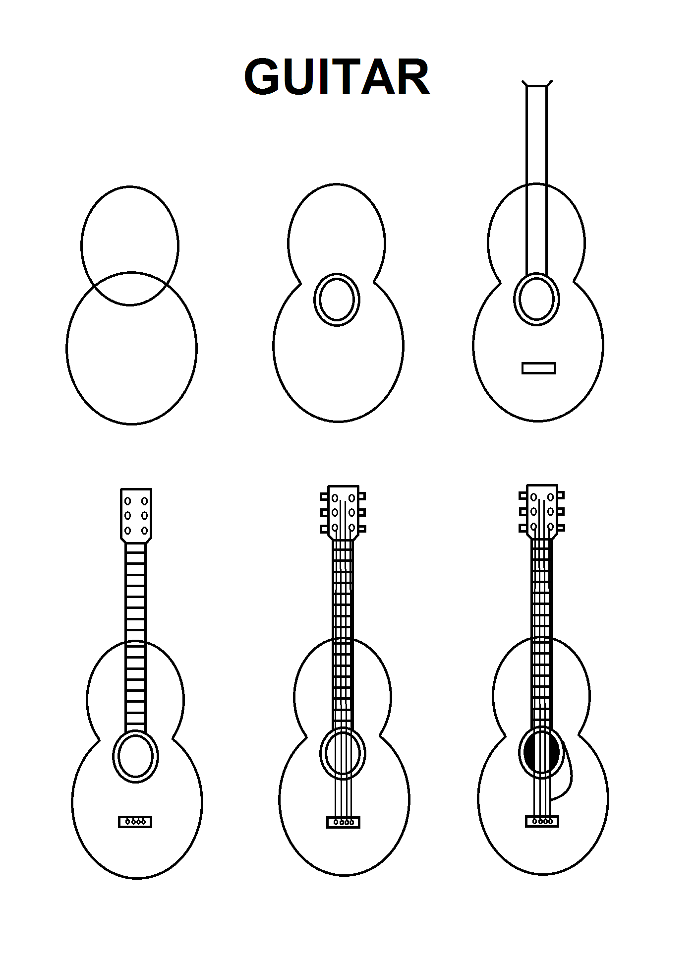 1408x1952 Step - Guitar Drawing Step By Step