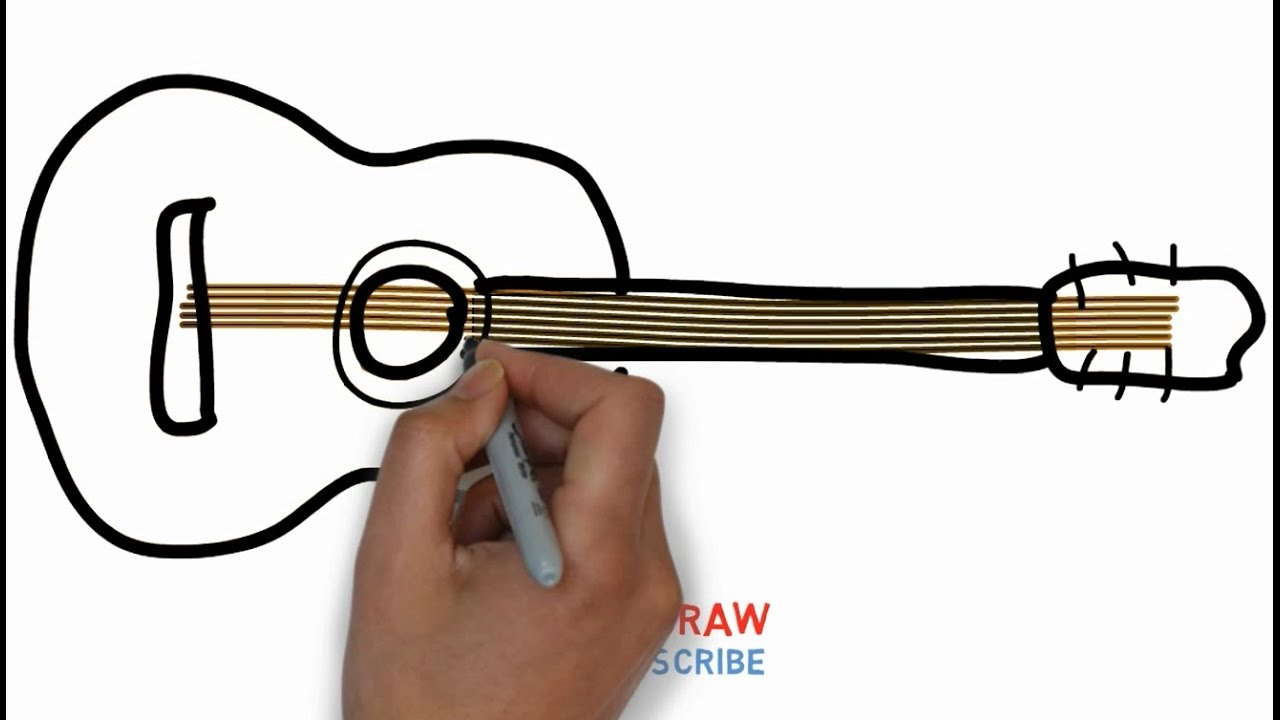 1280x720 Easy Step For Kids How To Draw A Guitar - Guitar Drawing Step By Step