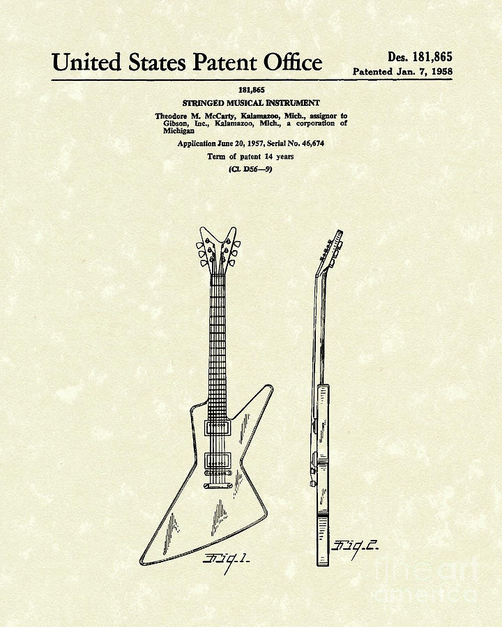 720x900 electric guitar mccarty gibson i patent art drawing - Guitar Drawings Art