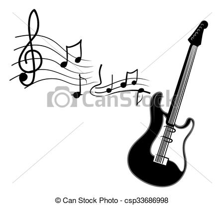 450x413 Electric Guitar With Notes Electric Guitar Drawing - Guitar Drawings Art