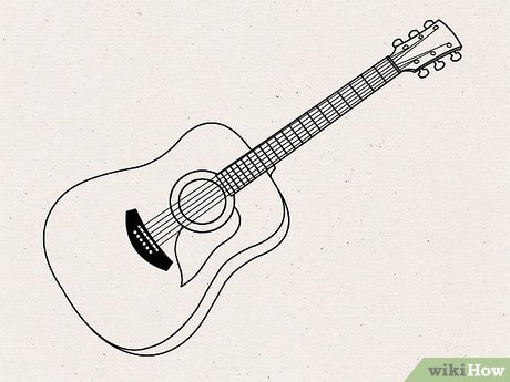 460x345 How To Draw An Acoustic Guitar Steps - Guitar Drawings Art