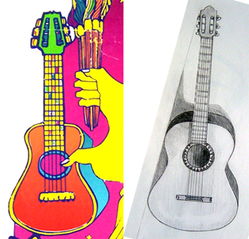504x483 ocarina, my soul mate guitar in life and in art! jorge luis - Guitar Drawings Art
