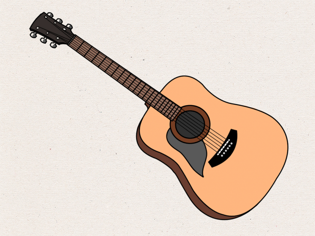 1024x768 How To Draw A Man Holding A Guitar - Guitar Drawings Art