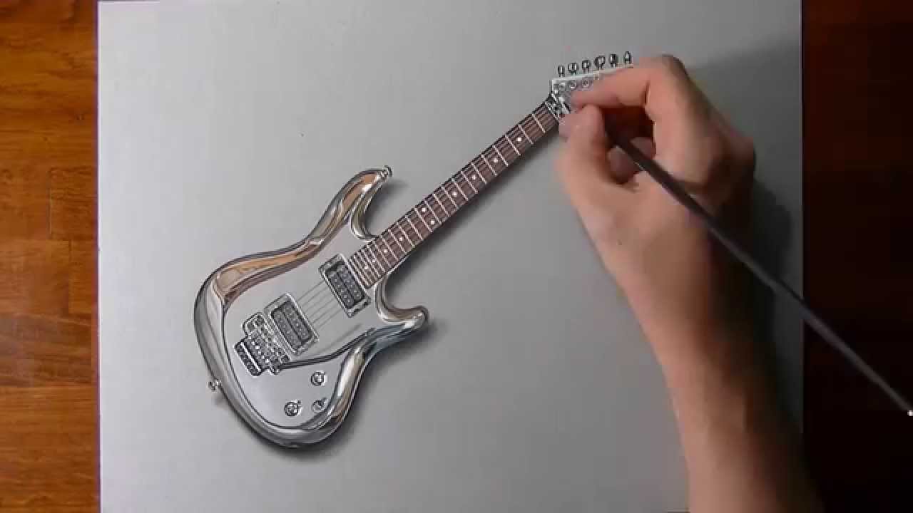 1280x720 Drawing Joe Satriani's Guitar - Guitar Drawings Art