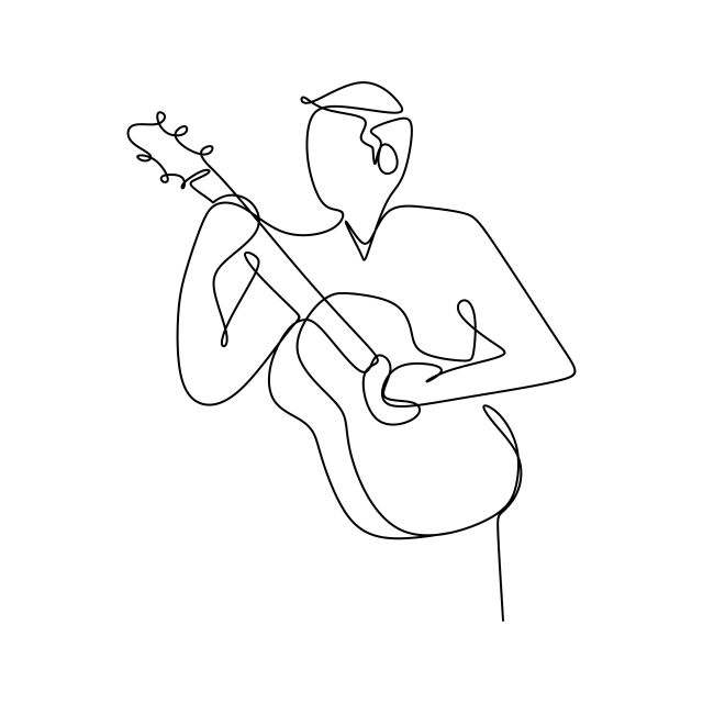 640x640 Person Sing A Song With Acoustic Guitar Continuous One Line Art - Guitar Line Drawing