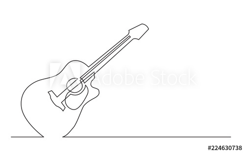500x313 continuous line drawing of western steel strings acoustic guitar - Guitar Line Drawing