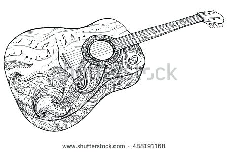 450x301 How To Draw A Man Holding A Guitar - Guitar Line Drawing