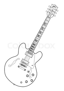 226x320 A Solid Body Electric Guitar Line Stock Vector Colourbox - Guitar Line Drawing