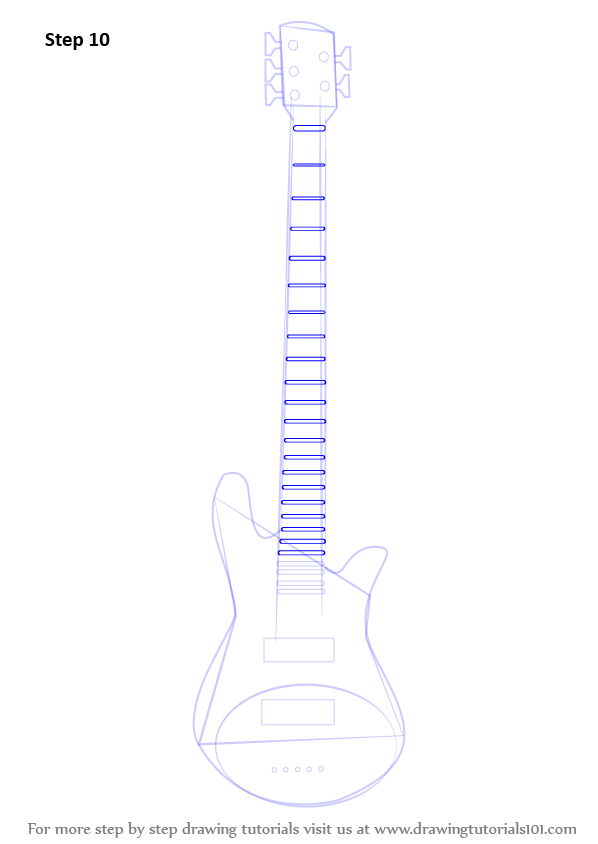 598x844 Learn How To Draw A Bass Guitar - Guitar Neck Drawing