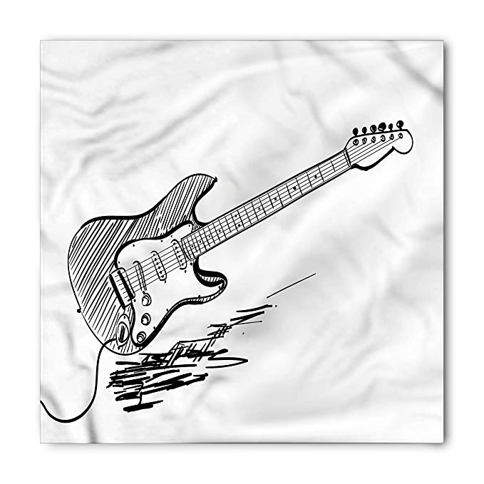 679x679 ambesonne guitar bandana, rock music sketch art - Guitar Neck Drawing