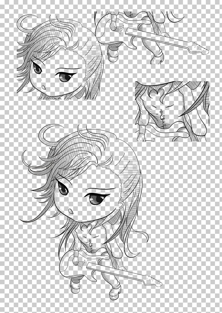 728x1024 The Guitar Player Q Version Cartoon Drawing, Boy Cartoon Artwork - Guitar Player Drawing