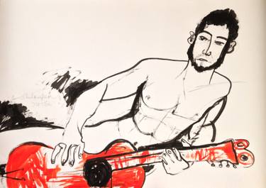 375x265 Guitar Player Drawing - Guitar Player Drawing
