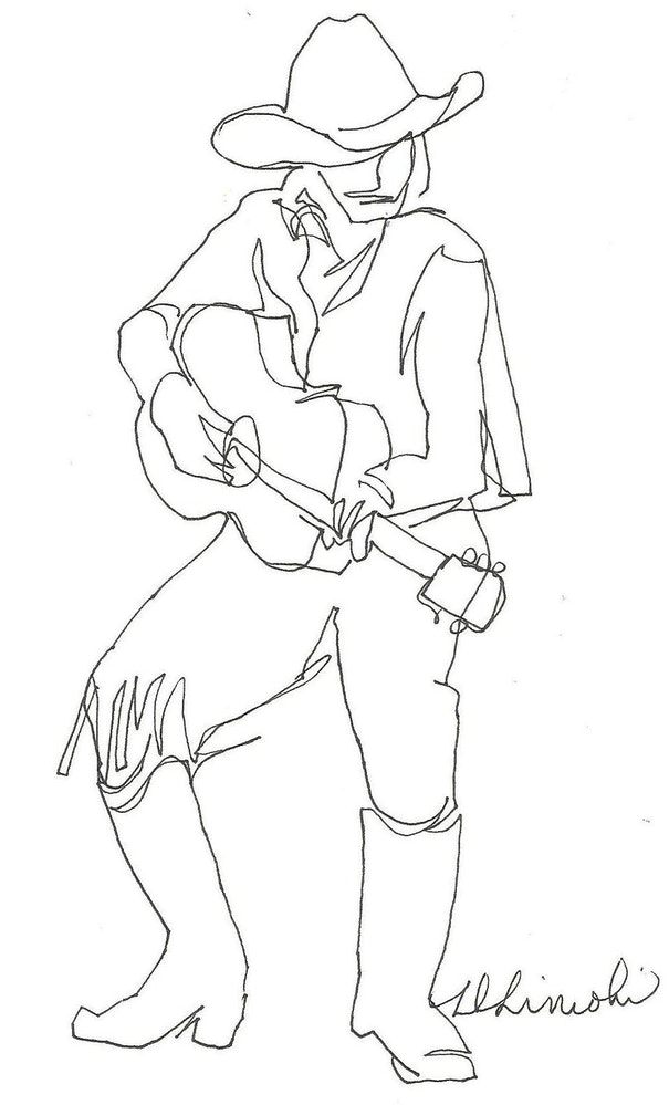605x999 Cowboy Guitar Player - Guitar Player Drawing
