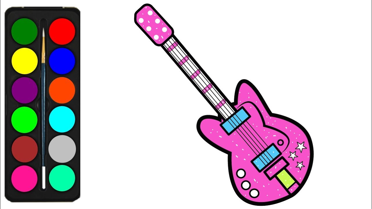 1280x720 Guitar Drawing And Coloring Pages For Kids - Guitar Simple Drawing
