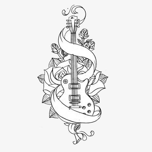 500x500 Guitar Strokes, Guitar Clipart, Musical Instruments, Instrument - Guitar Simple Drawing