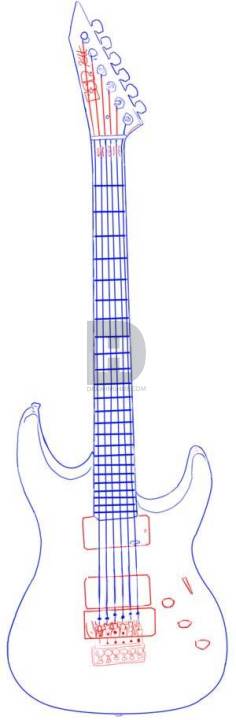 236x720 How To Draw An Electric Guitar, Step - Guitar Simple Drawing