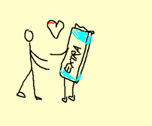 300x250 man and pack of extra chewing gum fall in love drawing - Gum Drawing