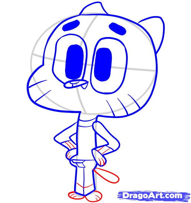 614x652 how to draw gumball, step - Gumball Drawing