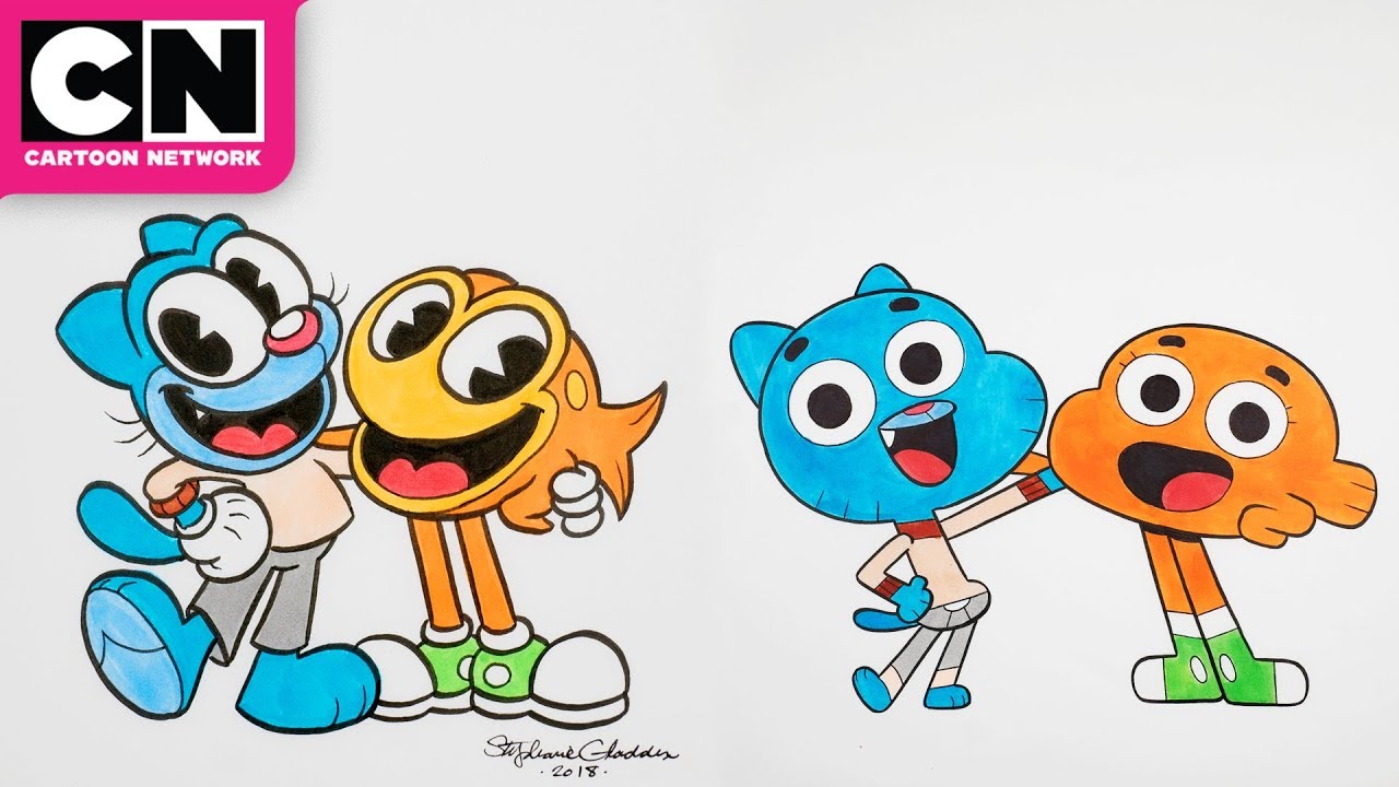 1280x720 gumball and darwin drawing in cuphead style let's create - Gumball Drawing
