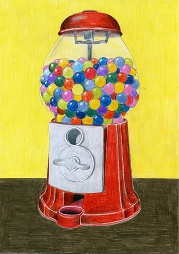 352x500 Gumballs Machine Drawing In Gumball Drawings, Summer Art - Gumball Machine Drawing