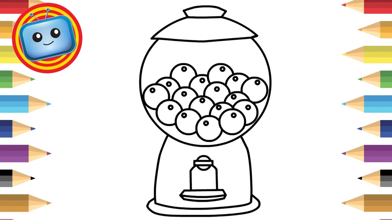 1280x720 How To Draw A Gumball Machine Simple Drawing Game For Kids - Gumball Machine Drawing