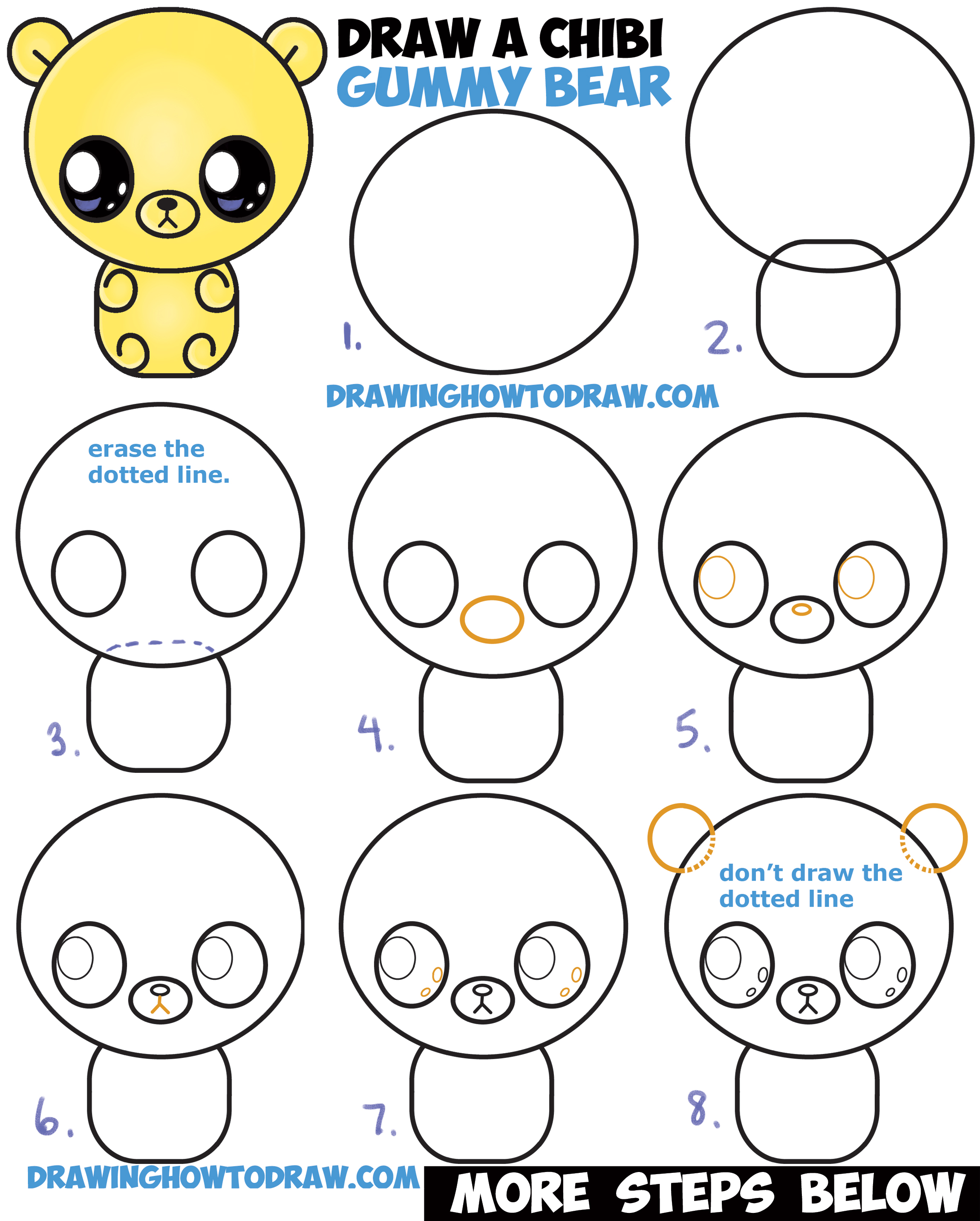 2300x2866 How To Draw A Cute Chibi Kawaii Cartoon Gummy Bear Easy Step - Gummy Bear Drawing