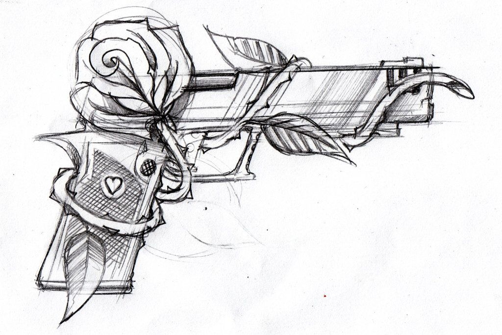 1024x683 Rose And Gun Tattoo Tattsamppiercings In Tattoos, Tattoo - Gun Tattoo Drawings