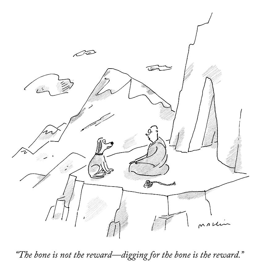 845x900 A Dog Speaks To A Guru On Top Of A Mountain Drawing - Guru Drawing