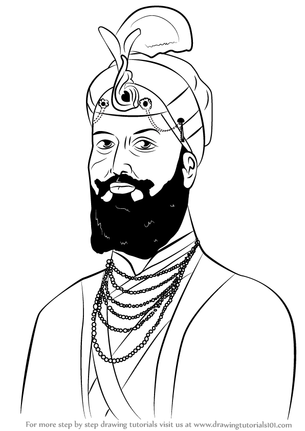 596x842 Learn How To Draw Guru Hargobind - Guru Drawing