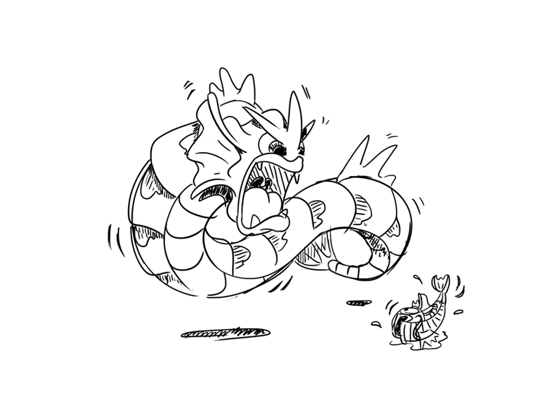 800x600 Gyarados Sketch - Gyarados Drawing