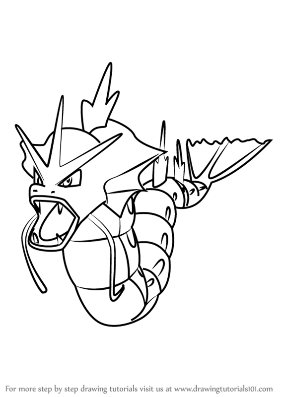 566x800 Learn How To Draw Gyarados From Pokemon Go - Gyarados Drawing