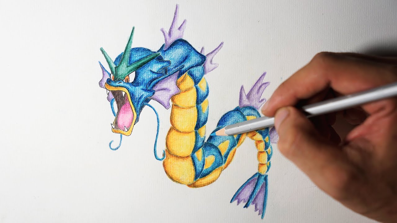 1280x720 Pokemon Drawing - Gyarados Drawing