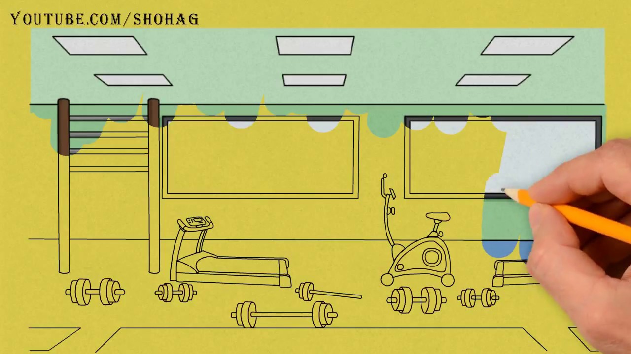 1280x720 gym room drawing tutorial - Gym Drawing