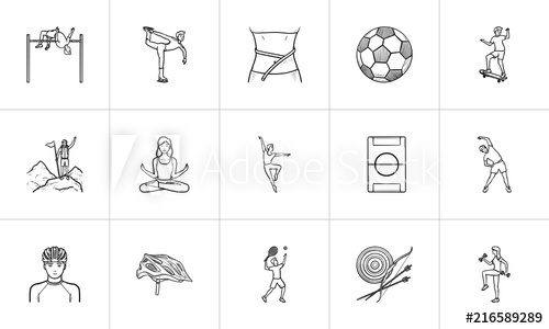 500x300 sports and gym hand drawn outline doodle icon set outline doodle - Gym Drawing