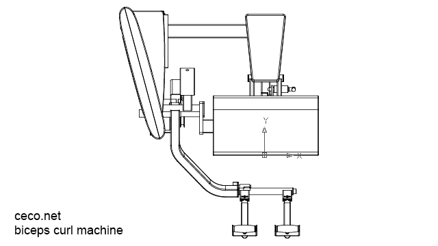 640x360 autocad drawing biceps curl machine, gym equipment dwg - Gym Equipment Drawing