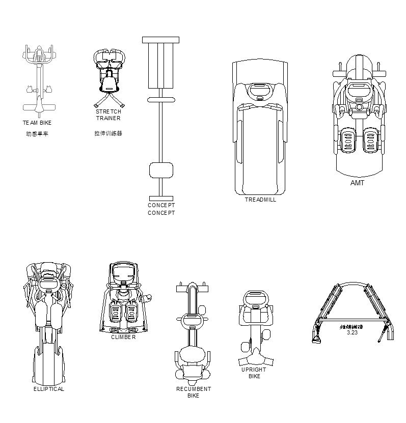 797x831 gym,fitness equipment cad blocks bundle stadium,gymnasium - Gymnasium Drawing