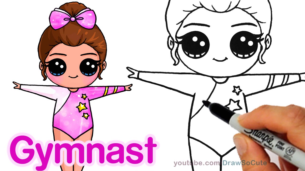 1280x720 How To Draw A Cute Gymnast Step - Gymnastics Drawings Easy